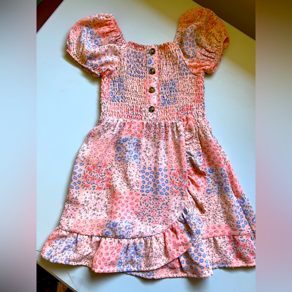 Wonder Nation Peach/Pink and Purple Smocked Sundress
